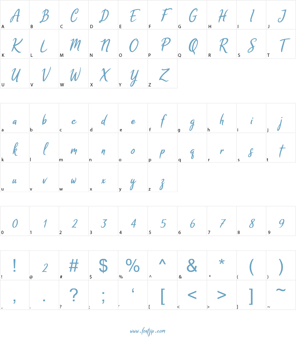 Melodya Chatrina Italic Font Character